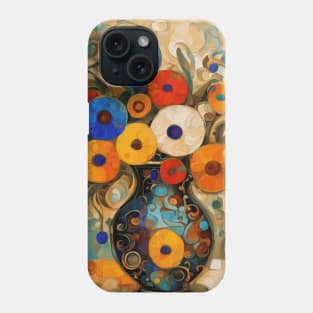 Cute Abstract Flowers in a Blue Vase Modern Still Life Painting Phone Case