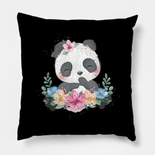 Panda Bear Flower Panda Pillow