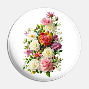 Elegant Rose Bouquet Pin