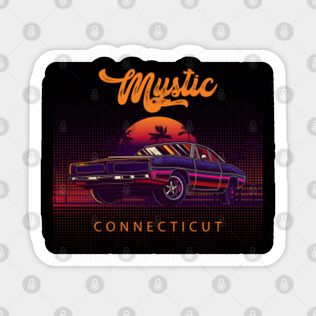 Mystic Connecticut Retro Vintage 80s 90s Muscle Cars Retrowave Aesthetic Men Women Unique Graphic Mystic Connecticut Sticker Teepublic 60's, 70's, 80's, 90's, vintage, retro, model, old school, style, sexy, stylish, delicate | see more about retro, vintage and aesthetic. teepublic