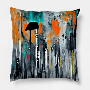 Orange and Teal - Abstract Art Pillow