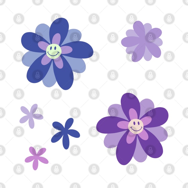 Bright and Cheerful Flower Smiley Face pack - blue by JuneNostalgia