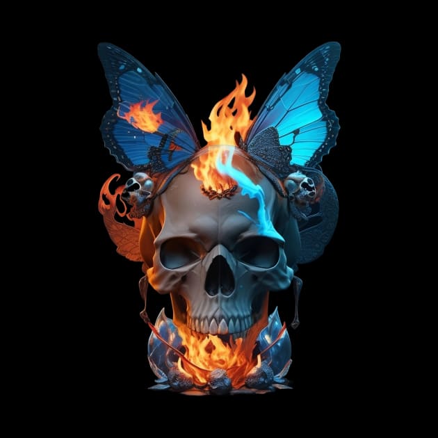 Skull water fire harmony by Khaoulagoodies