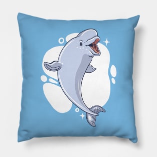 Cute Beluga Whale Illustration Pillow