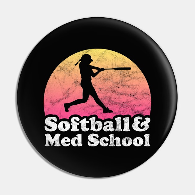 Softball and Med School Gift for Softball Players Fans and Coaches Pin by JKFDesigns