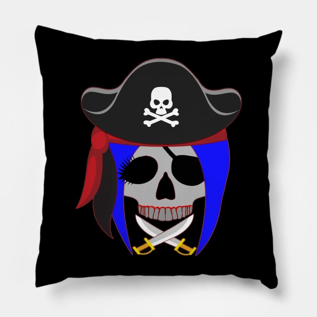 Female Pirate Skull Pillow by Nuletto