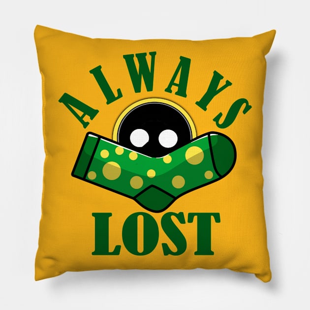 Always lost green sock with yellow dots and mean washing machine face Pillow by alcoshirts