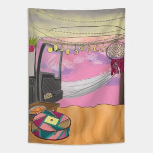 Camper Van Life - cloudy day Tapestry