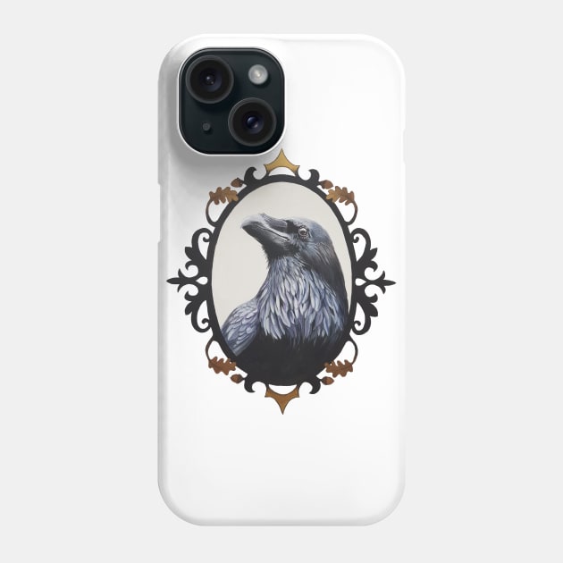 Raven - bird portrait Phone Case by EmilyBickell