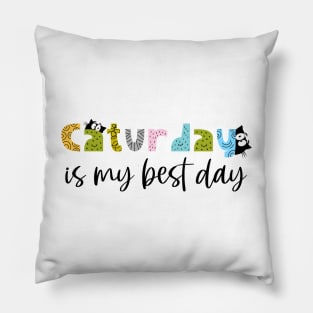Caturday is my best day, caturdays are the best, cat pun Pillow