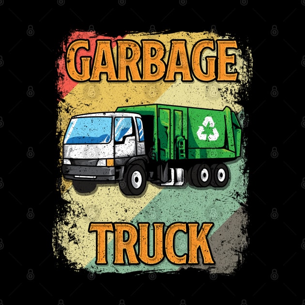 Vintage Style Garbage Truck Sunset Gift Recycling Trash Tee by Proficient Tees