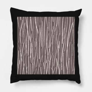 Pine Needles - Abstract organic lines in soft grey and off white Pillow