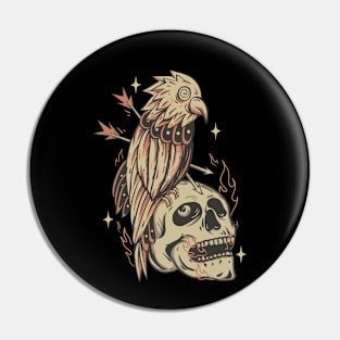 vintage style parrot and skull Pin