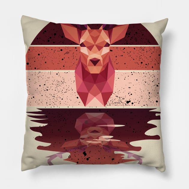 Vintage deer reflected on lights of moon Pillow by mutarek