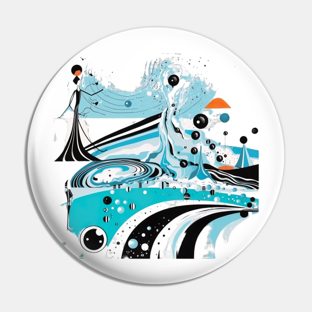 Whimsical Water Drops: A Modern Abstract Black and White Drawing Illustration of a Sky-Blue and Aquamarine Person Pin by naars90