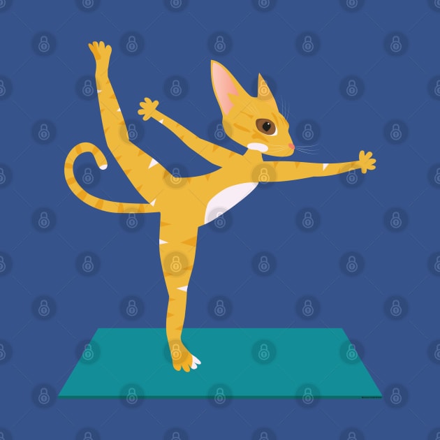 Yoga cat doing Natarajasana asana by uncutcreations