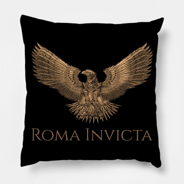 Ancient Rome Steampunk Legionary Eagle - SPQR Roma Invicta Pillow by Styr Designs