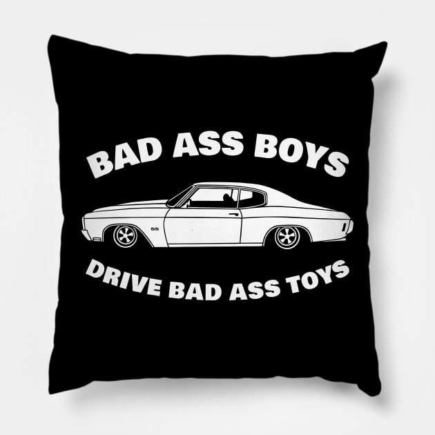 bad ass boys drive bad ass toys Pillow by small alley co