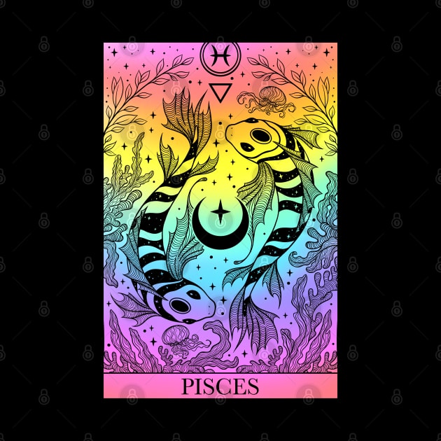 Zodiac sign tarot card Pisces by OccultOmaStore