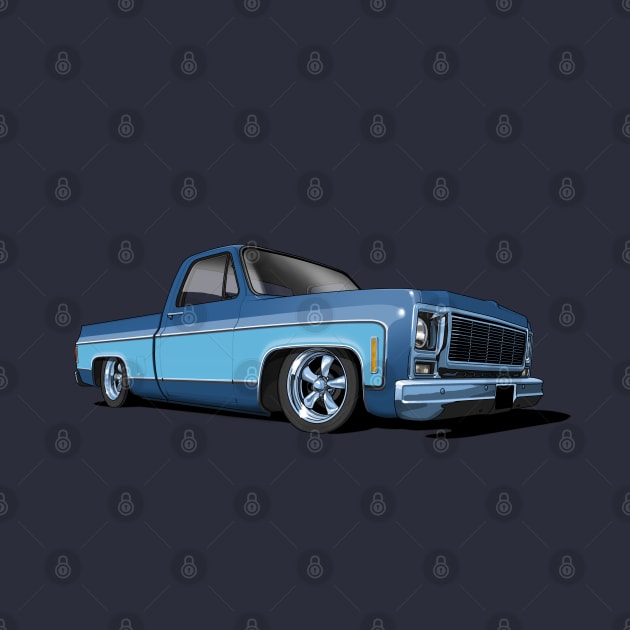 1980 Chevrolet C10 pickup in two tone blues by candcretro