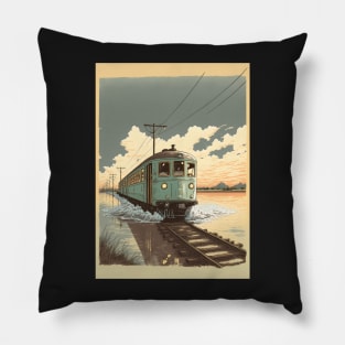 Retro Anime Style Old Japanese Train Pillow