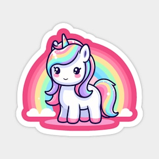 cute unicorn with rainbow cartoon Magnet