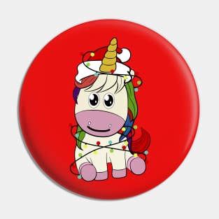Cute unicorn Santa hat Christmas tree unicorn lover Xmas gift Pin