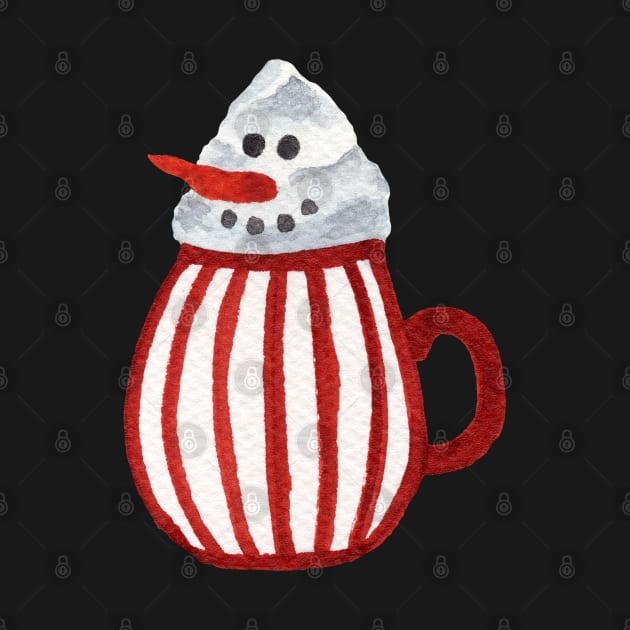 Hot Chocolate Snowman - round red stripe pattern mug by SRSigs