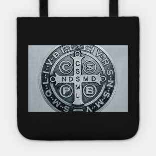 Saint Benedict Cross medal photograph Tote