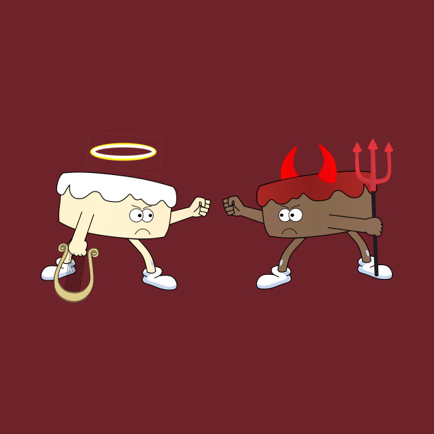 Angel vs Devil Food Cake - Humor - T-Shirt | TeePublic