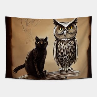 A Black Cat and an Owl, Friends Tapestry