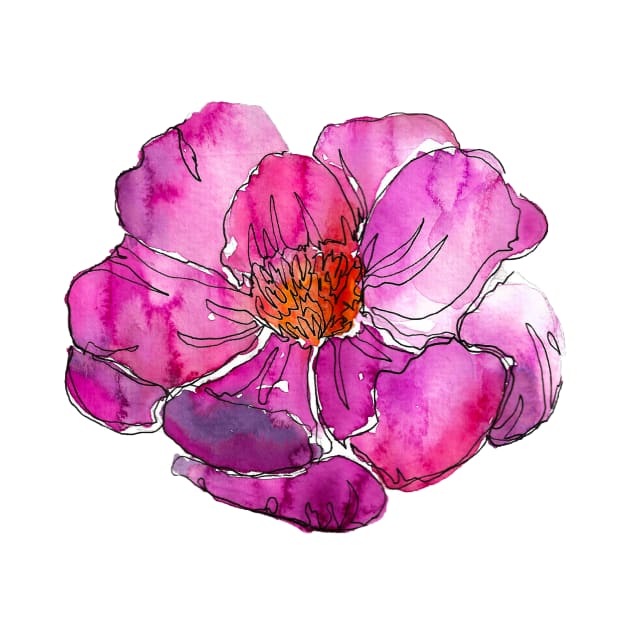 Watercolor peonies pink spring purple by ArtInPi