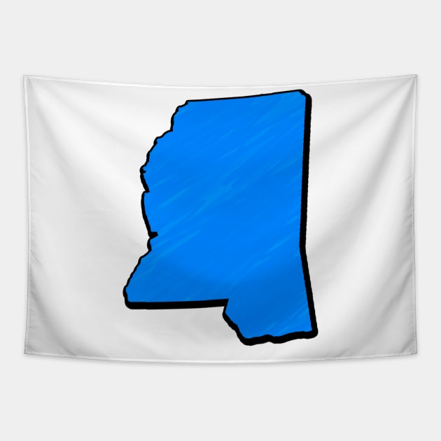 Bright Blue Mississippi Outline Tapestry by Mookle