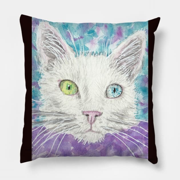Cat face Pillow by SamsArtworks