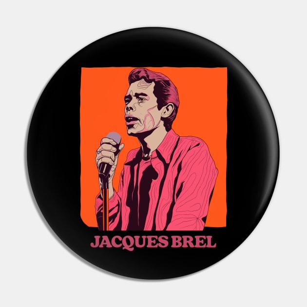 Jacques Brel ∆ Retro Fan Design Pin by DankFutura