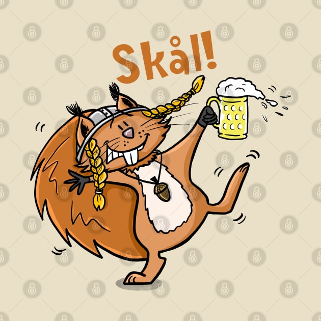 Skål! Funny Viking Squirrel by Hallo Molly