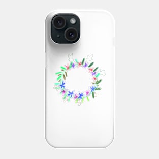 Pink red green floral leaf wreath watercolor Phone Case