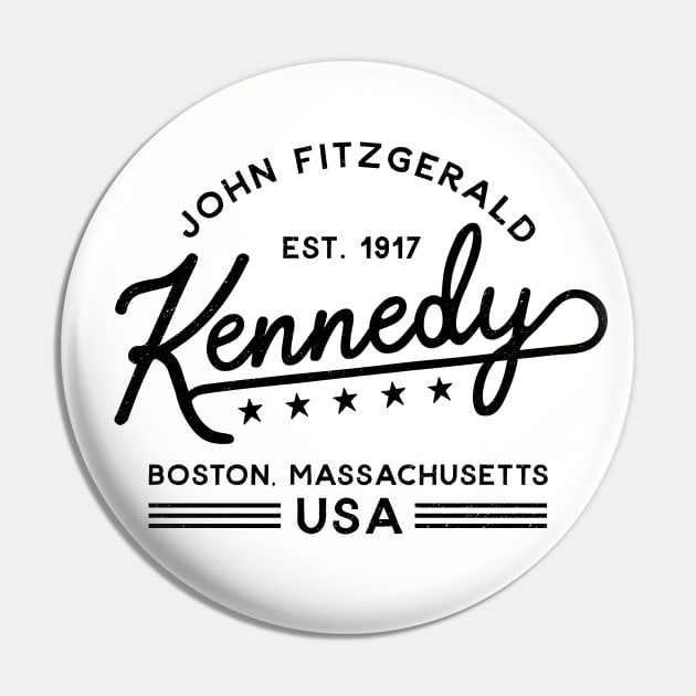 JFK Vintage Script Black Pin by Carl Cordes