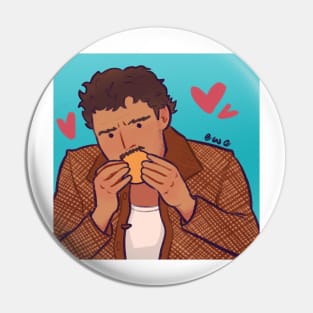 Pedro Pascal eating bread with avocado Pin