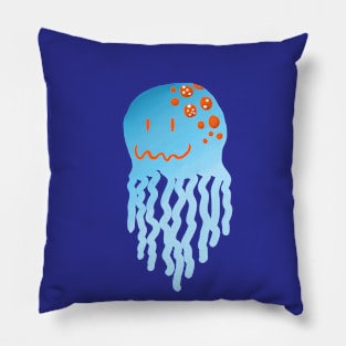 Cute Awkward Smiling Jellyfish with Orange Spots Pillow