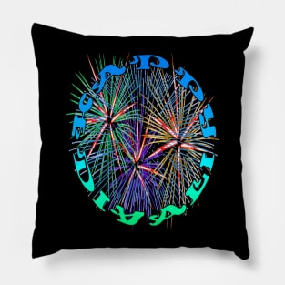 Happy Diwali Light Up The World With Fireworks Blue Aqua Pillow