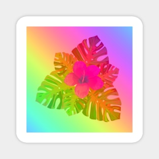 Tropical Pink Rainbow Flower Magnet