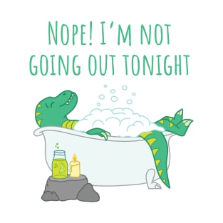 Funny bathing dinosaur spa day illustration with yellow background T-Shirt