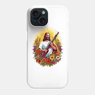 funny jesus holding rifle Phone Case