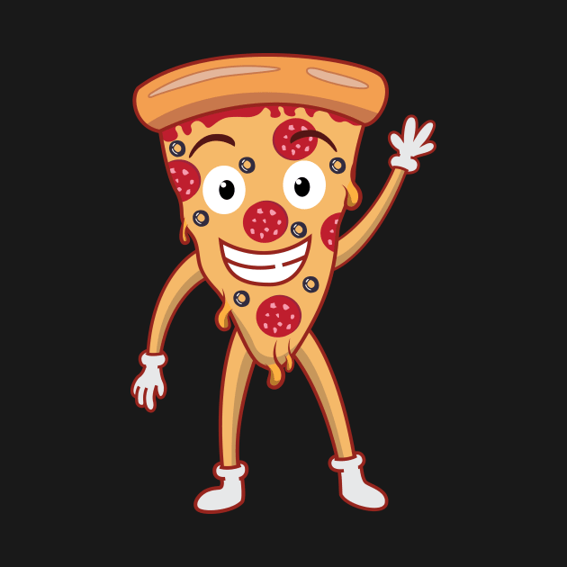 Funny Smiling Cheesy Pepperoni Pizza Waving Hello Design Gift Idea by c1337s