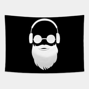 Cool Hipster Full Beard Sunglasses Headphones Musician Gift Tapestry