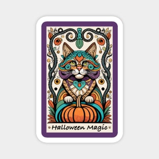Halloween magic colorful cat tarot Magnet
