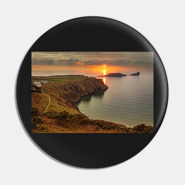 Sunset over Worms Head, Rhossili Bay Pin by dasantillo