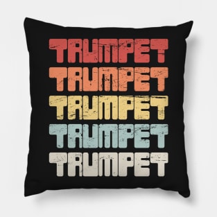 Retro Vintage 70s TRUMPET Text Pillow