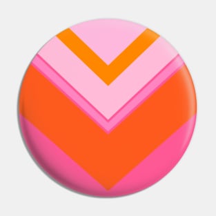 Pink and Orange, Geometric, Chevron, Pattern Pin